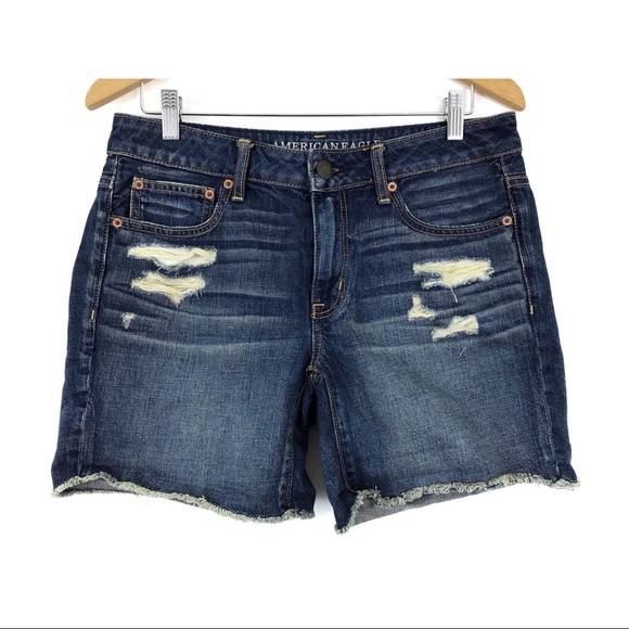 American Eagle Outfitters Pants - Raw Hem Distressed Stonewash Bermuda Jean Shorts